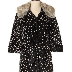 Elevenses printed jacket, fur collar with cropped sleeve